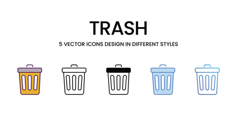 Trash icons vector set stock illustration.