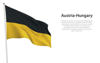 Isolated waving historical flag of Austria-Hungary