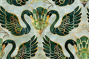 Decorative seamless pattern with swans
