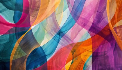 Obraz premium Fluid Lines: A Creative Blend of Abstract Colors in Mixed Media Art - AR 7:4