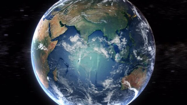 Realistic Earth From Space Zoom In Clouds Equatorial Guinea