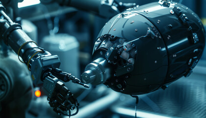 Close-up shot of advance robotic industrial