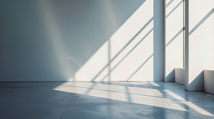 Obraz premium Dramatic Sunlight Casting Shadows in a Modern Minimalist Studio 