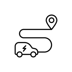 Electric car outline icons, minimalist vector illustration ,simple transparent graphic element .Isolated on white background