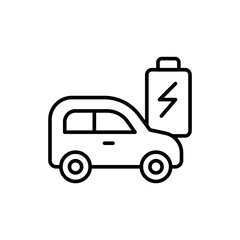 Electric car outline icons, minimalist vector illustration ,simple transparent graphic element .Isolated on white background