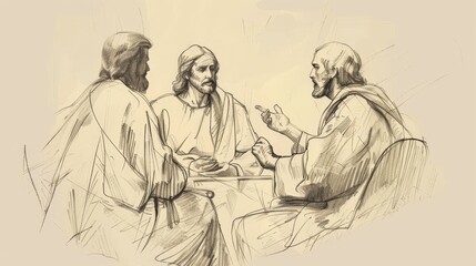 Jesus' Lesson on the Beatitudes, Biblical Illustration of Wisdom, Perfect for Religious Stock Photos