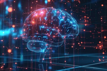Fototapeta premium Cutting-edge digital brain interface concept using artificial intelligence technology to revolutionize the future of cognitive science. Neuroscience
