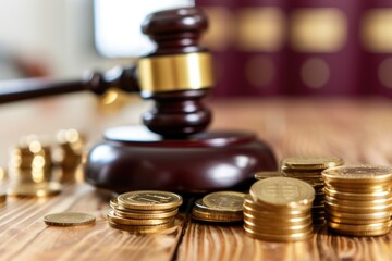 Symbol of Justice: Gavel and Monetary Coin