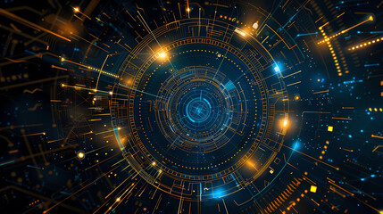 Fototapeta premium Futuristic hud interface circles yellow and blue vector image