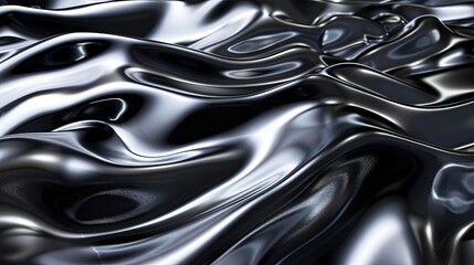 abstract metallic chrome waves on dark background futuristic texture
