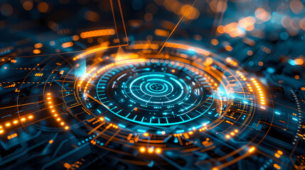 Futuristic hud interface circles yellow and blue vector image