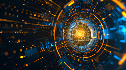 Fototapeta premium Futuristic hud interface circles yellow and blue vector image