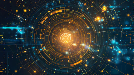 Futuristic hud interface circles yellow and blue vector image