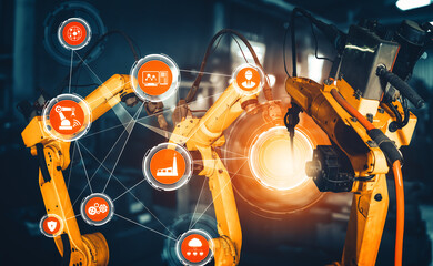 MLB Smart industry robot arms for digital factory production technology showing automation...