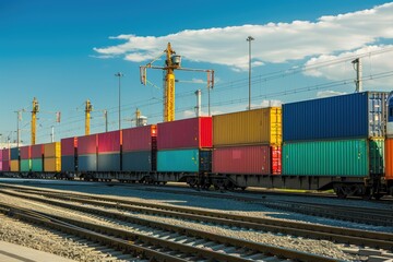 Obraz premium Industrial Freight: Cargo Train at Port