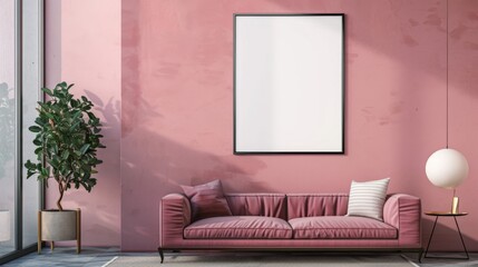 Frame mockup the size of paper. Mockup of wall poster in living room. mockup of an interior with a background of a house. contemporary home decor. 3D render.