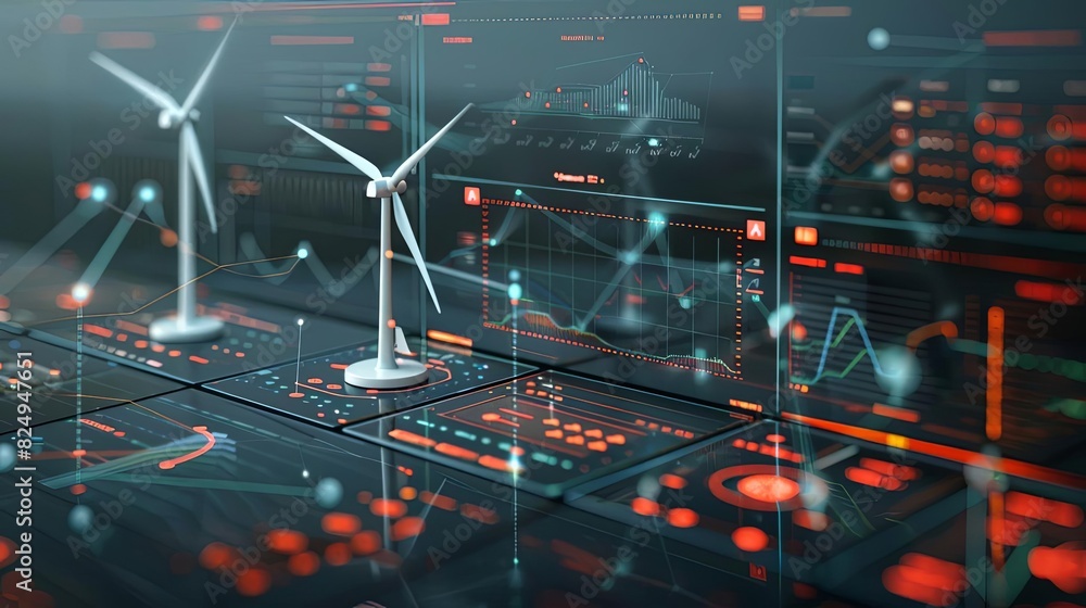 Poster advanced wind turbine analytics dashboard with realtime performance metrics and predictive maintenan