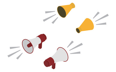 アイソメトリックイラスト：メガホンと拡声器