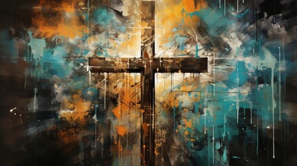 abstract digital painting of Jesus on the cross