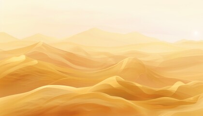Ethereal Beauty: The Desert Dunes Under a Soft Sunlit Sky