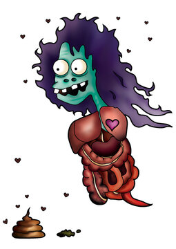 Krasue ghost , monster cartoon ,Thai Cartoon