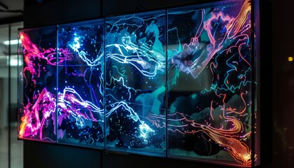Modern Illumination: Exploring Abstract LED Panel Art in a 7:4 Aspect Ratio