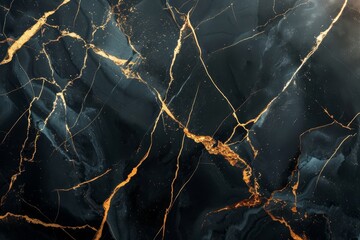 A black and gold marble wall with cracks and splinters