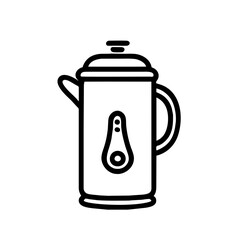 Obraz premium Minimalist black and white vector illustration of a coffee pot, capturing the timeless charm and simplicity of brewing coffee, perfect for cafe, kitchen, and beverage-themed designs.