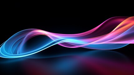 Fototapeta premium Abstract colorful light wave on a black background, creating a dynamic and vibrant visual effect with fluid shapes and gradients.