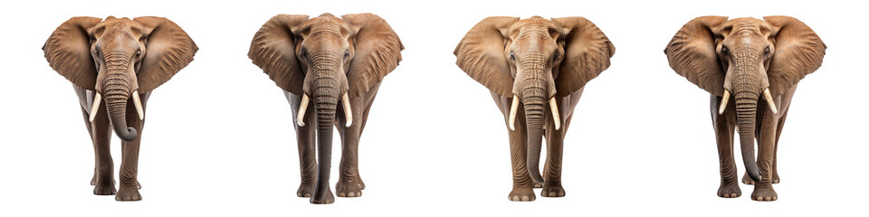 Collection set of African Elephants isolated on transparent background