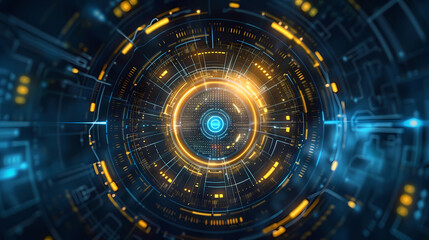Fototapeta premium Futuristic hud interface circles yellow and blue vector image