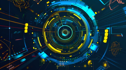 Obraz premium Futuristic hud interface circles yellow and blue vector image