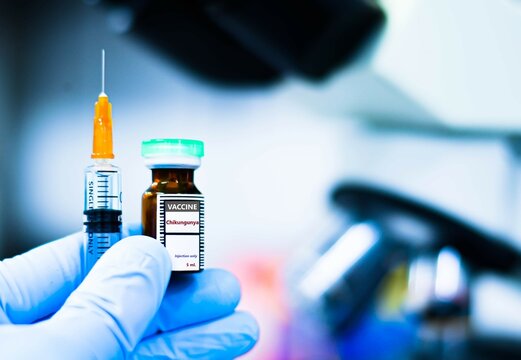 Vaccine bottles and syringes for preventing chikungunya virus.