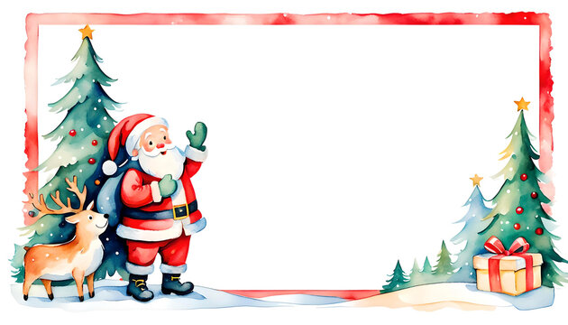 Very cute santa christmas card with copy space