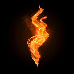 fire and burning flame isolated on dark background for graphic design