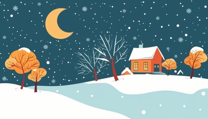 Fototapeta premium A cozy cabin nestled in a snowy winter landscape. The perfect place to escape the hustle and bustle of city life.