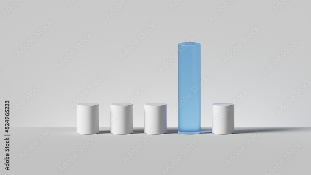 Poster 3d render, abstract minimal geometric background. isolated cylinder objects, primitive shapes. profi