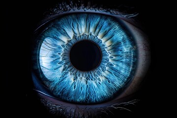 Abstract blue eye with space. An human eye on black background