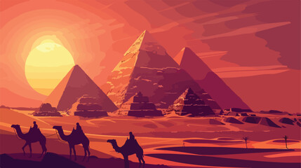 Gorgeous Egypt desert landscape with silhouettes 