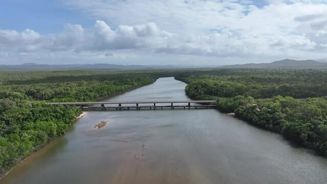 Aerial footage of Annan River Cooktown Queensland Australia