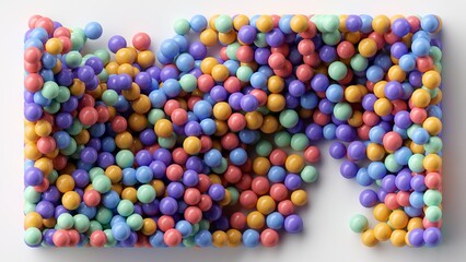 Fototapeta premium 3d render, abstract background of assorted red violet yellow balls, multicolored toys