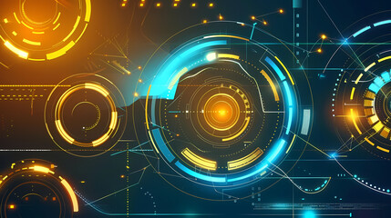 Obraz premium Futuristic hud interface circles yellow and blue vector image