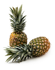 2 pineapples on a white background
