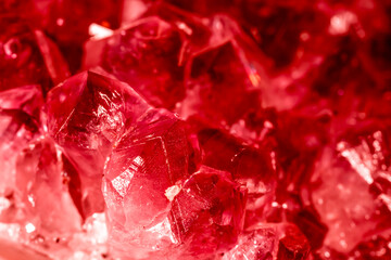 Amethyst red crystals. Gems. Mineral crystals in the natural environment. Texture of precious and...