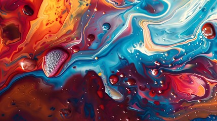 Obraz premium Flowing Paint Blobs Mixed with Oil in Macro Shot - Ultra HD Image of Artistic Abstract Texture