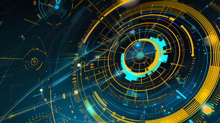 Futuristic hud interface circles yellow and blue vector image