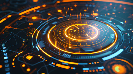 Futuristic hud interface circles yellow and blue vector image