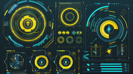 Obraz premium Futuristic hud interface circles yellow and blue vector image