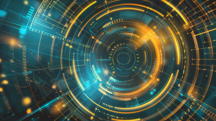 Obraz premium Futuristic hud interface circles yellow and blue vector image