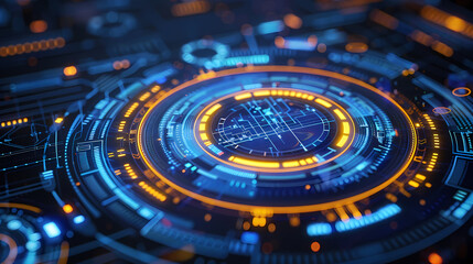 Futuristic hud interface circles yellow and blue vector image